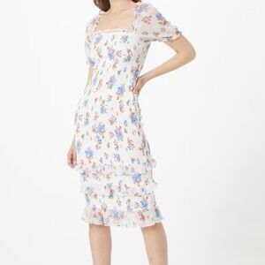 Abercrombie & Fitch Smocked Puff Sleeve Midi Dress Size Small Floral Cottagecore